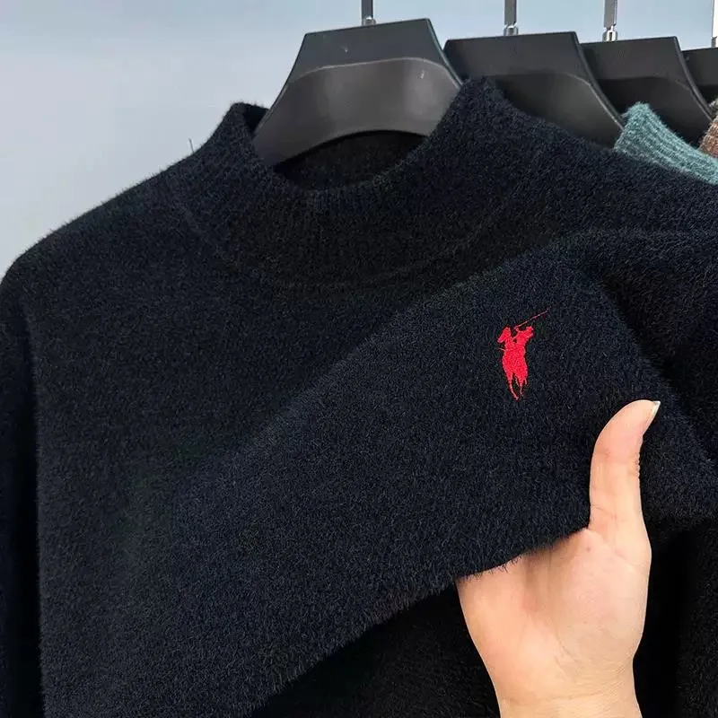 الراقية مصمم سترة جديدة للرجال أزياء العلامة التجارية الكلاسيكية بول التطريز الفاخرة الشتاء أفخم سميكة الدافئة جولة الرقبة متماسكة pullove