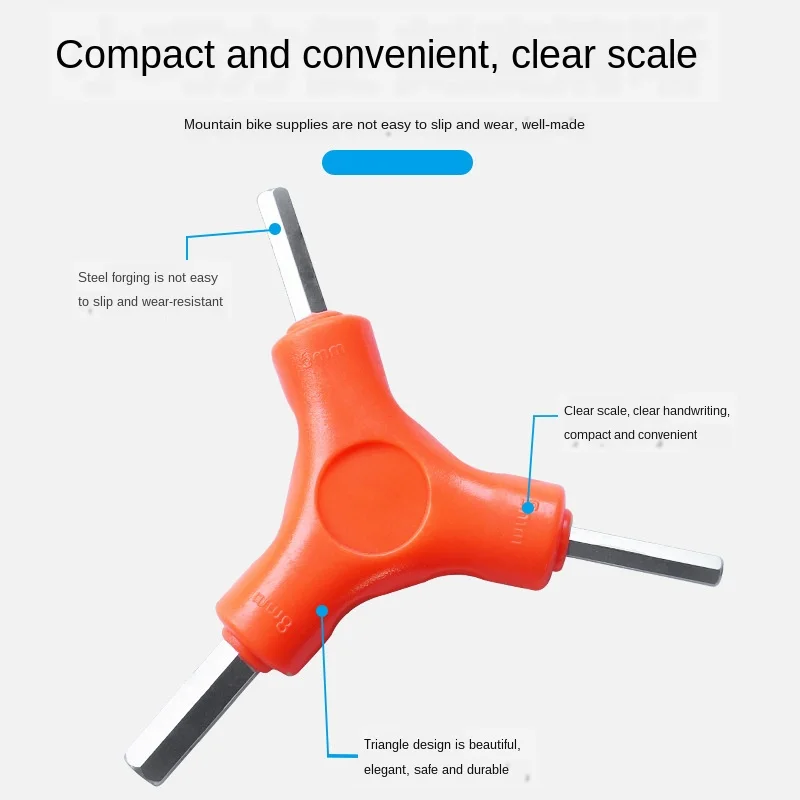 Jeu de clés hexagonales trijumelées 3 en 1, outils à main en acier au carbone, outils d'entretien de vélo, haute qualité, 2.5mm, 3mm, 4mm, 5mm, 6mm, 8mm