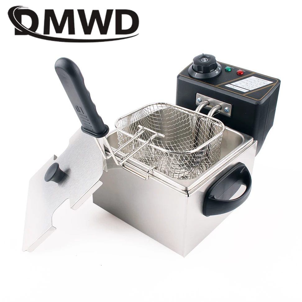 Freidora de aceite profunda eléctrica multifunción para el hogar, horno de parrilla de acero inoxidable, pollo, patatas fritas, máquina para freír aceite, olla caliente, 2L