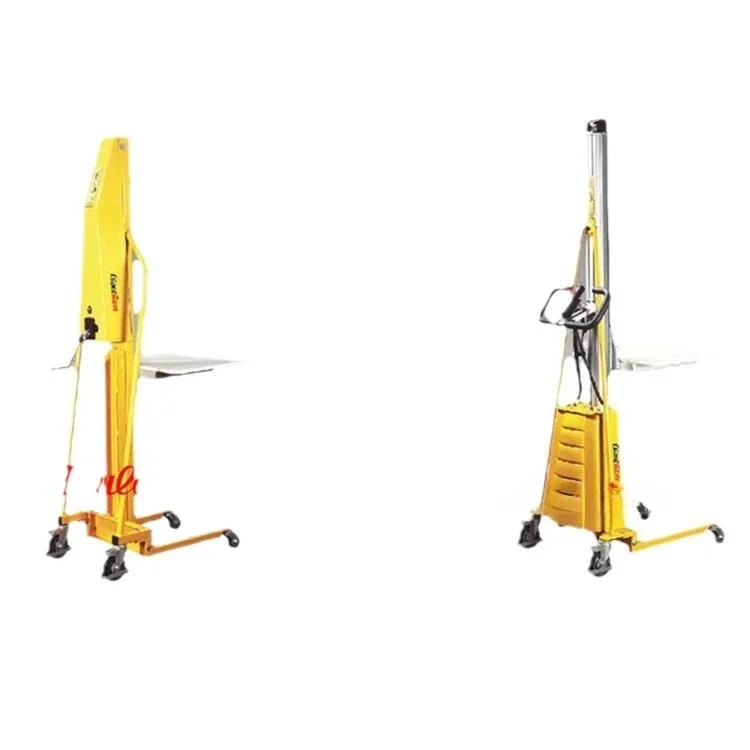 Single Axle Mini Electric Pallet Stacker, 150L 100kg Capacity Stand-on Electric Forklift for Factory Transport
