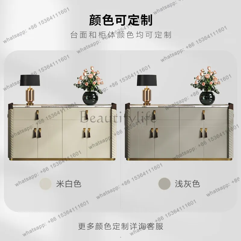 Light luxury dining side cabinet storage Italian modern marble entrance shoe cabinet