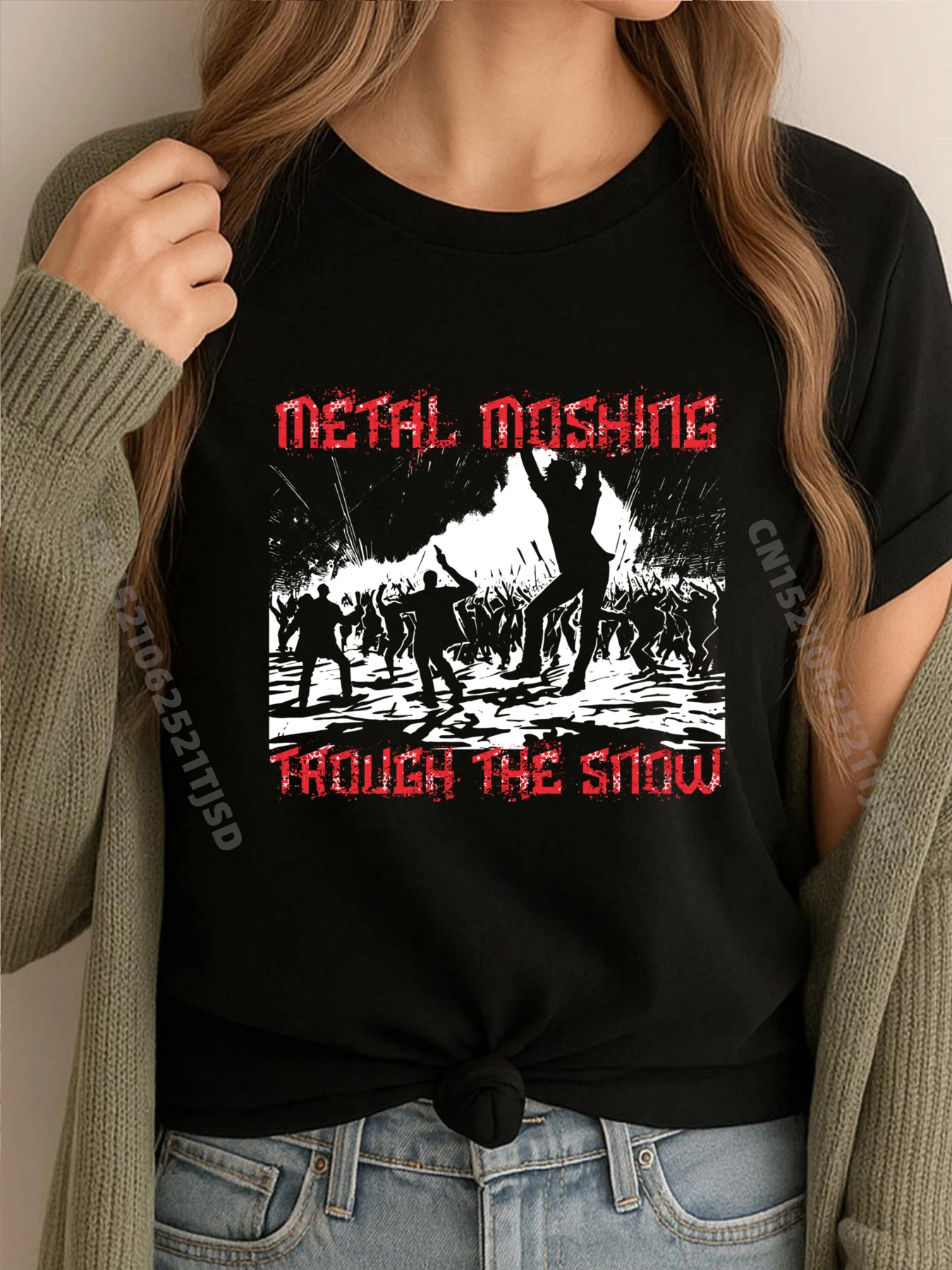 

Metalhead Death Band Rocking Рождественская женская одежда Классическая роскошная одежда Женская футболка