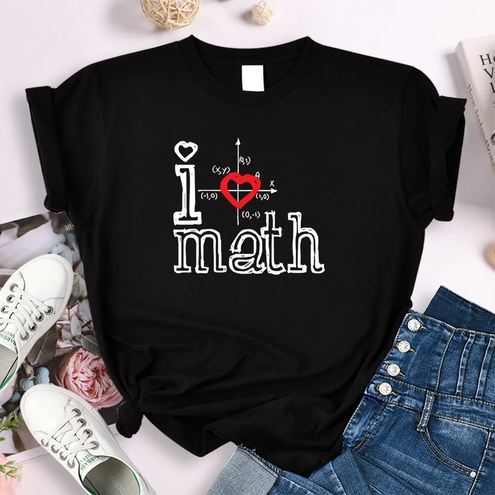 

I Love Math Letter Pattern Printed T-Shirts Women's T-Shirt Women Cotton Casual Tees Modal Soft Female T-Shirt Japan Style Tops