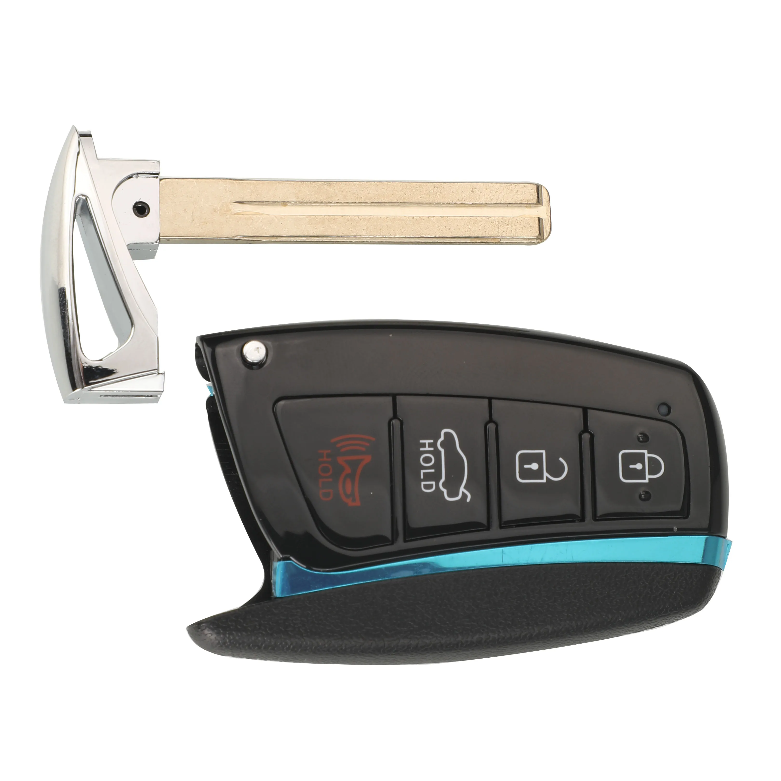 Jingyuqin 현대 제네시스 산타페 에쿠스 아제라용 스마트 키 케이스, 원격 제어 키 쉘, 스마트 포브, 고품질, 3 버튼, 4 버튼