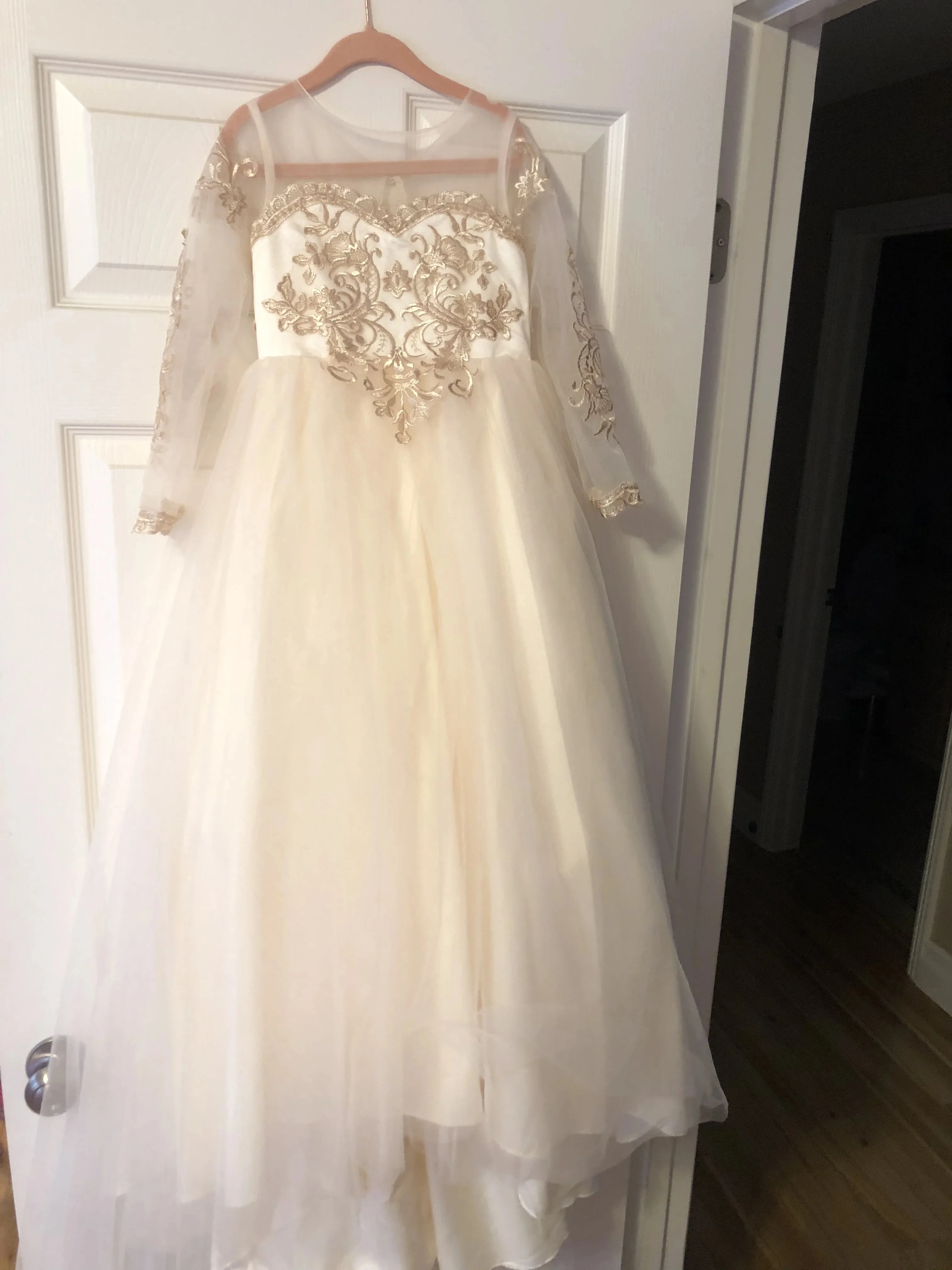 

Flower Girl Dresses for Wedding Full Sleeves Lace Appliques with Bow Floor Length Kids Birthday First Communion Gowns Custom
