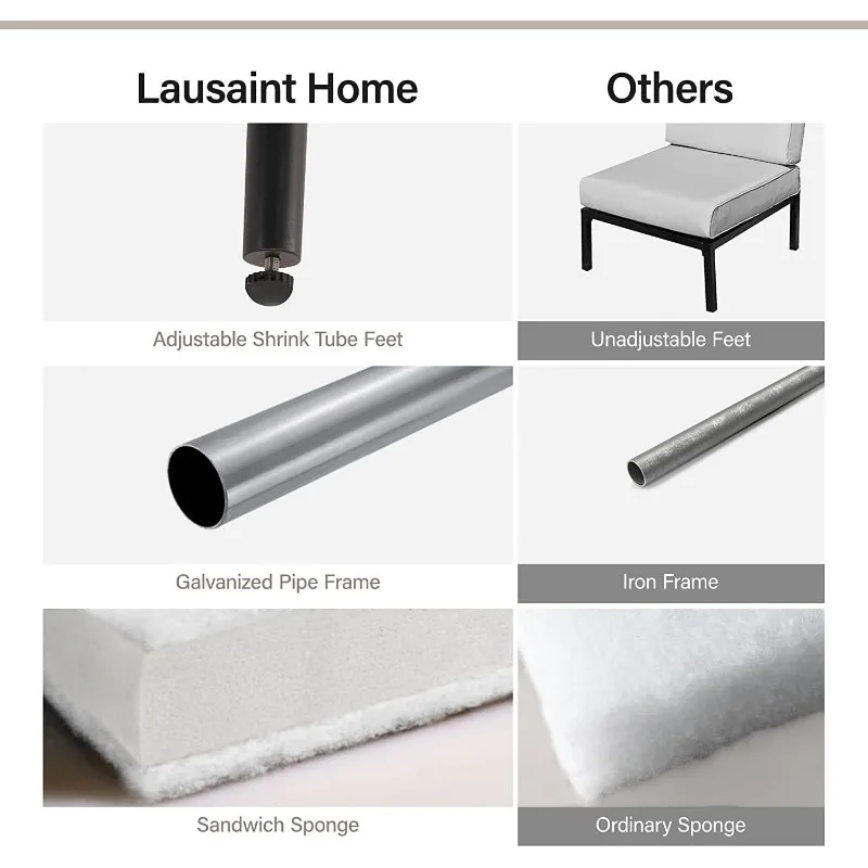 LAUSAINT HOME Móveis para pátio externo, sofá secional externo de 8 peças PE Rattan Conjuntos de conversa para pátio de vime