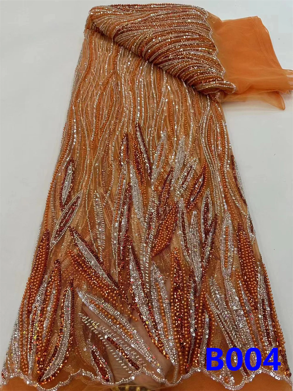 African Lace Fabric New Arrival 2023 high Quality nigerian Sequin Beaded Fabric Embroidery Lace Fabric for party dress