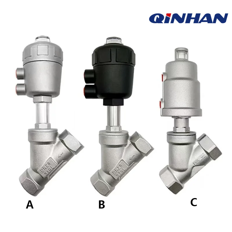 

304 Stainless Steel Y-Type Pneumatic Angle Seat Valve with Internal Thread High Temperature Resistant Industrial Control Valve