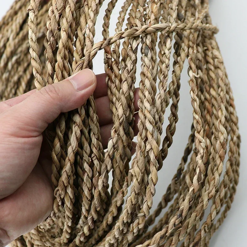 50 m natürliches Wasserhyazinthe-Strohseil, Breite 5 mm, handgefertigt, Weben, Grasmaterial, Rattan-Zöpfe, Stricken, Reparatur, Stuhl, Korb, Dekor