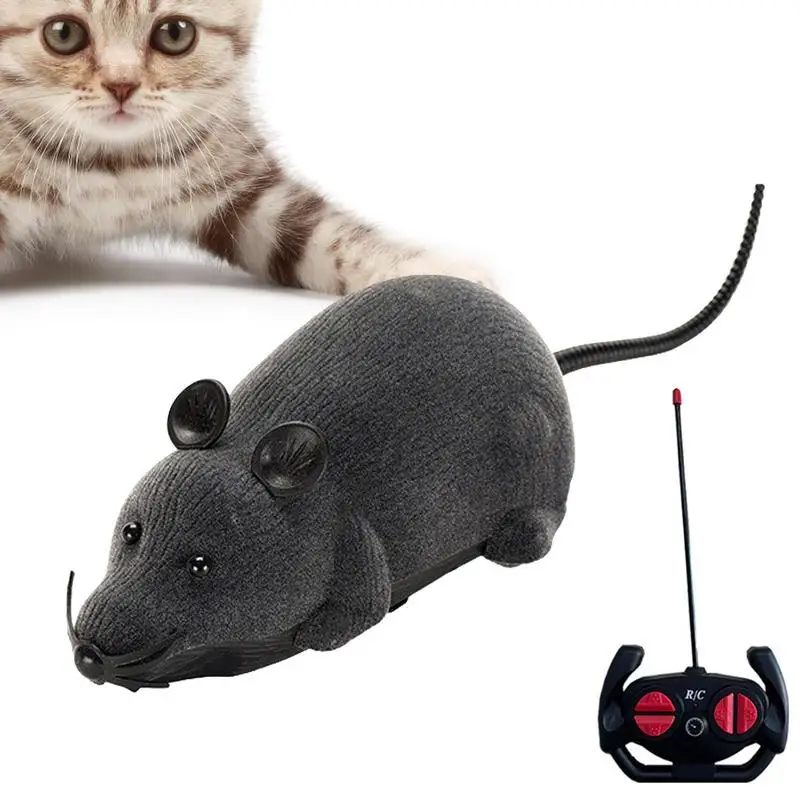 Cartoon Mini Remote Mouse Prank Toys Realistic Filling Animal Plush Mouse Electronic Remote Control Mice for Cat Interactive Toy