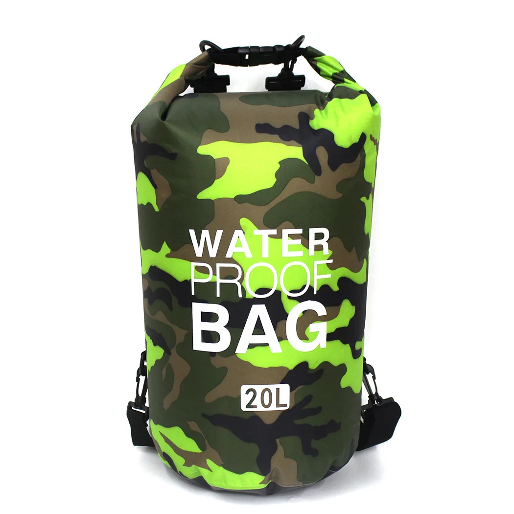 

Camouflage Rafting Waterproof Shoulder Bucket Bag Men Women Seal Portable Swimming Hiking Polyester Lightweight Fold Backpack