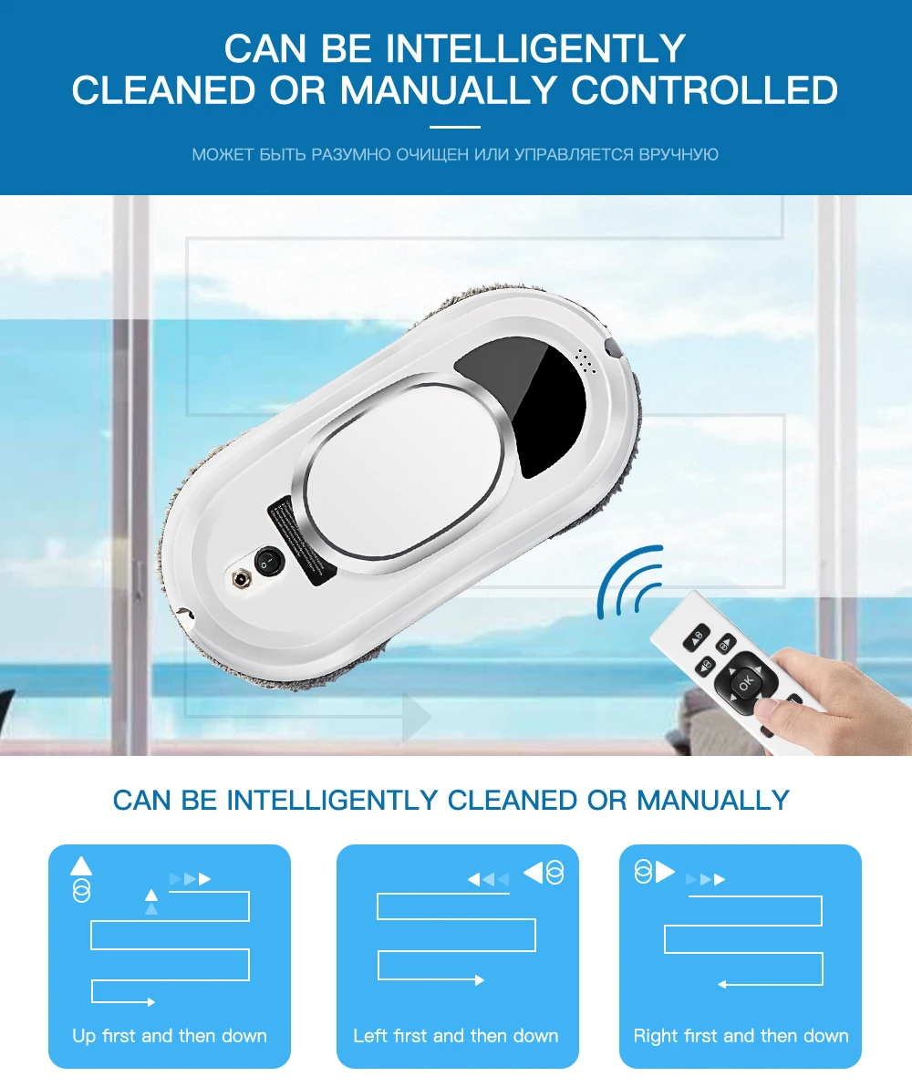 Electric Window Cleaning Robot, Remote‑Controlled Vacuum Cleaner for Automatic Glass Window Washing