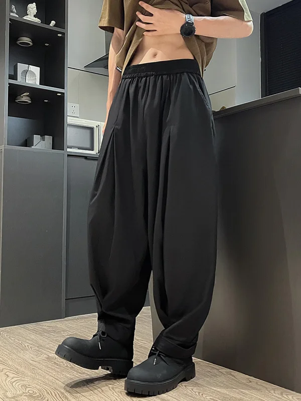 

Loose Harajuku Sle Men's Summer Thin Casual Pants Asymmetrical Design Classic Straight Leg mid Waist Nine Points Jeans