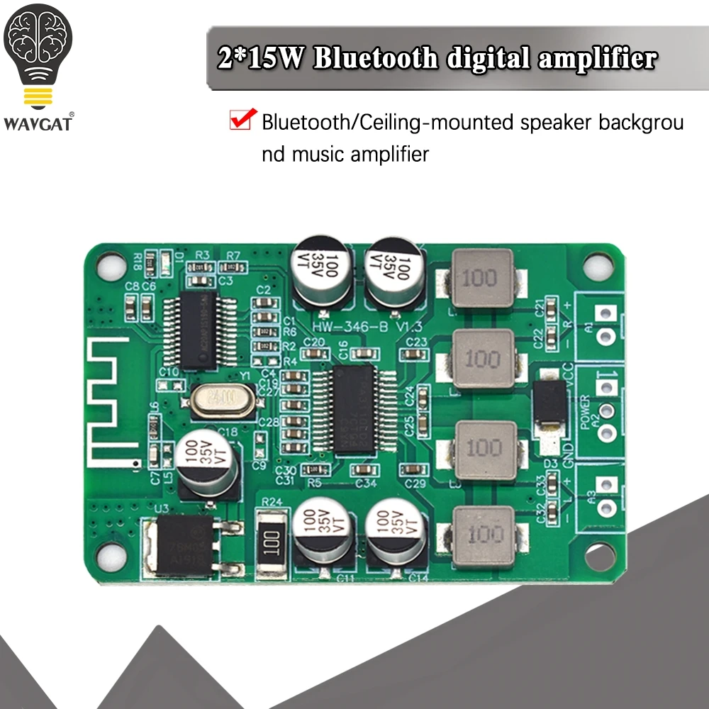 TPA3110 2x15W Wireless Bluetooth Audio Power Amplifier Board Dual Channel Amp Module for 4/6/8/10 Ohm Speakers DC 10-25V