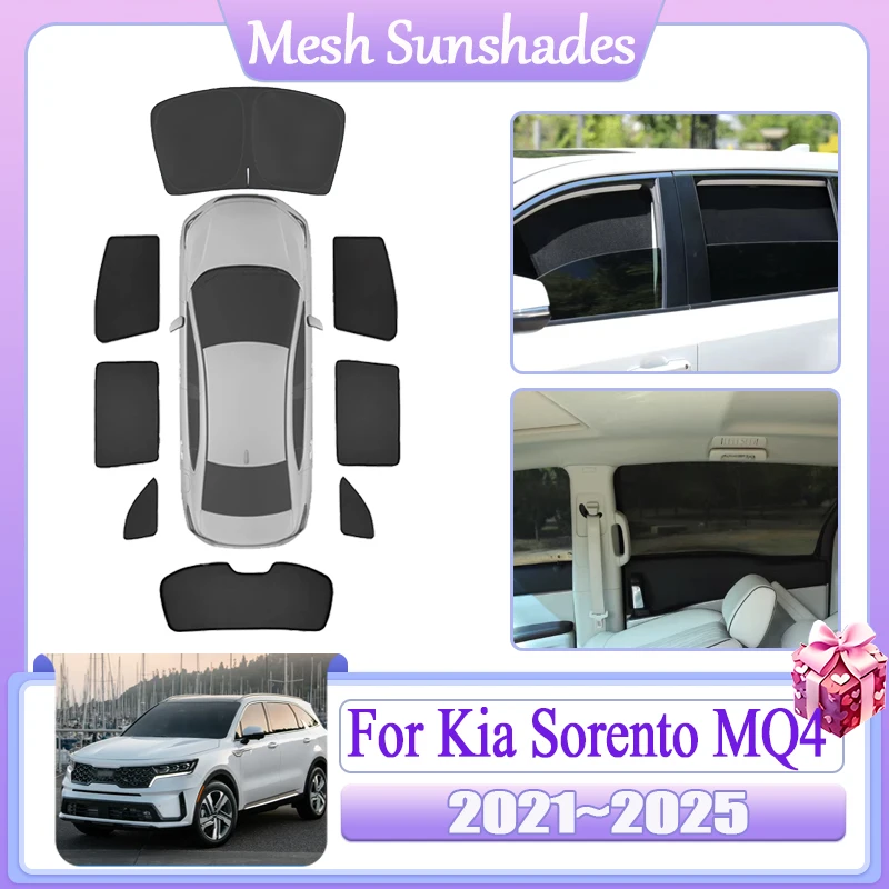 

Автомобиль для Kia Sorento MQ4 2021 2022 2023 2024 2025 Магнитный солнцезащитный козырек на окно с защитой от ультрафиолета Автомобильный сетчатый солнцезащитный козырек Теплоизоляционные аксессуары
