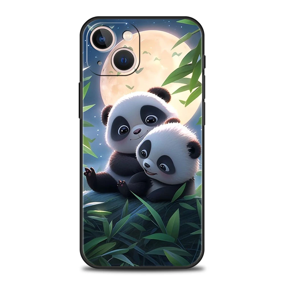 Custodia per telefono Panda adorabile del fumetto per iPhone 16 15 14 13 12 Pro Max 11 Pro Max 7 8 Plus XS XR Soft Shell antiurto Capas