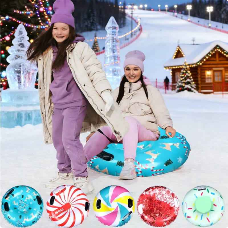 

2026NEW Inflatable Snow Tube, PVC Sledding Ring with Handles, Thickened Winter Snow Tube, Durable Snow Sled Board for Ski Tubing