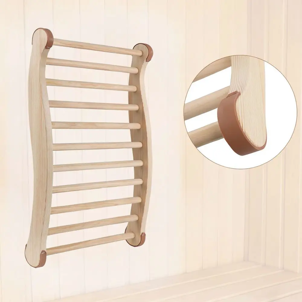 Wave Design Sauna Back Support Wooden Steam Room Backrest Ergonomic Comfortable Accessory For Daily Massage Wellness