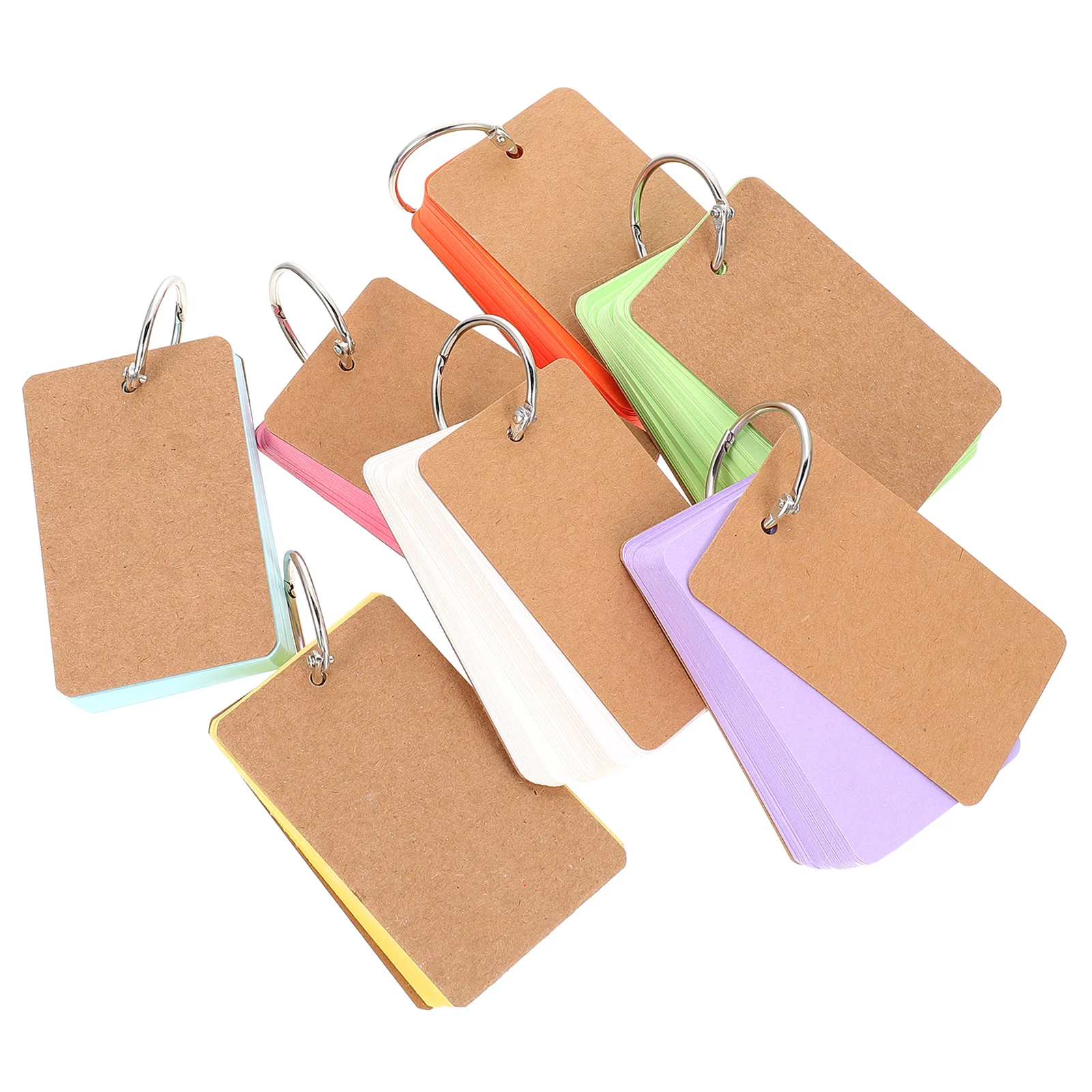 

7 Sets Note Card DIY Memo Book Flash Cards for Studying Binder Clips English Words Hand Painting with Ring Paper Blank