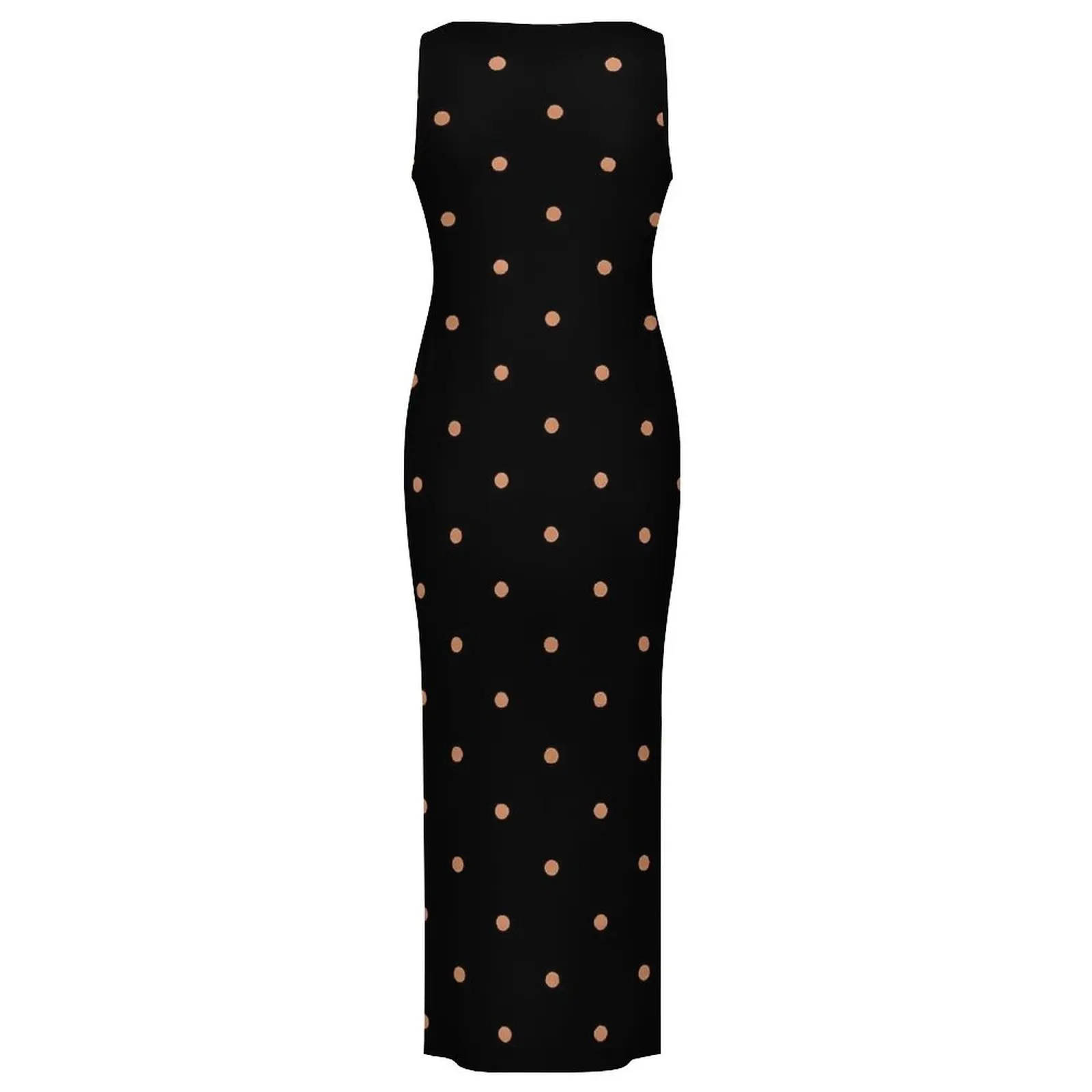 Ouro dot bodycon vestido de férias vintage bolinhas clube sexy maxi vestidos mulher sem mangas gráfico estilo rua vestido tamanho grande