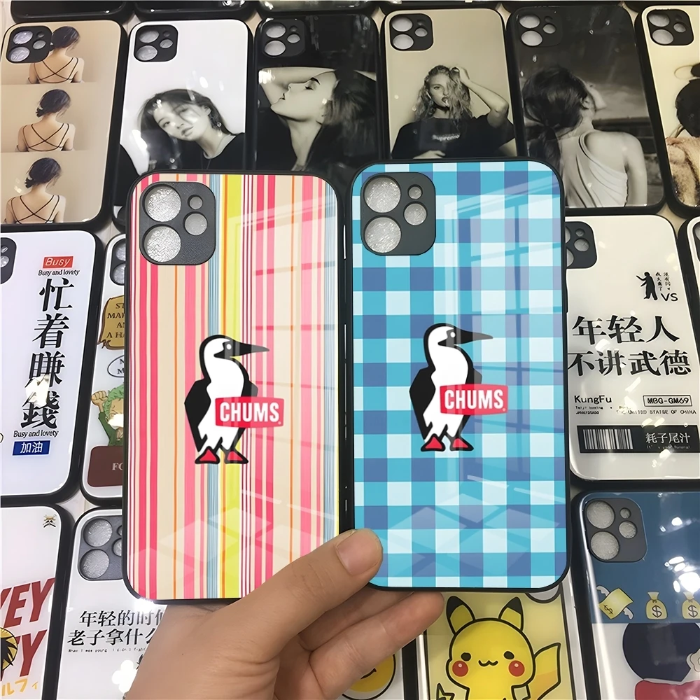 MINISO-Clothing Brand Fashion Chums Phone Case For IPhone 16 15 14 Pro 11 13 12 Mini XS XR Max 8 7 Glass Design Cove