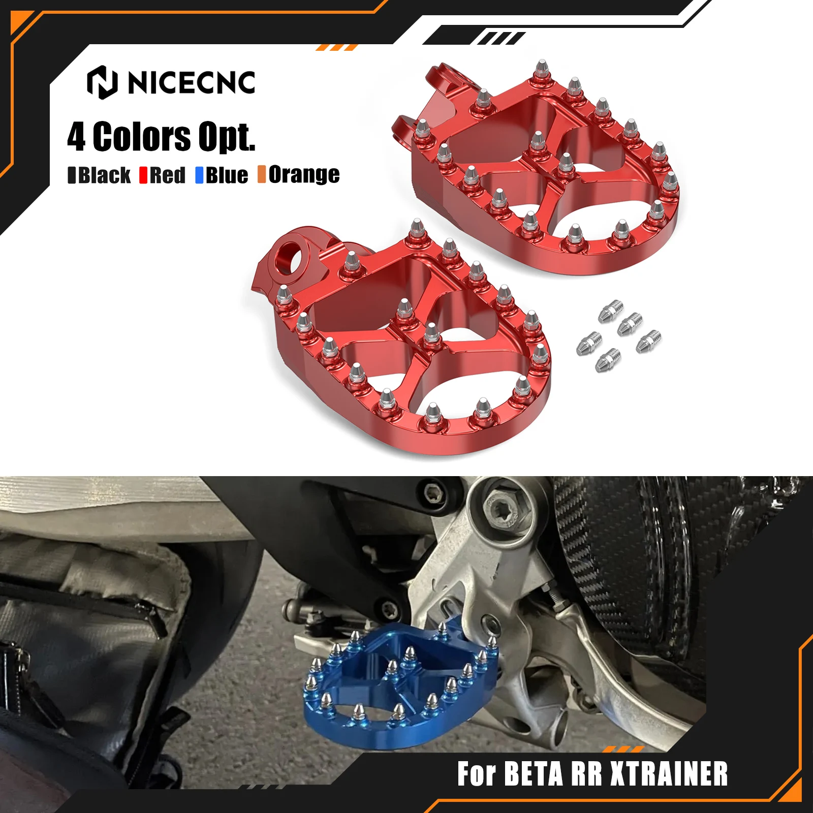 

NICECNC For Beta Xtrainer 300 250 2015-2024 RR 300 2013-2019 RR 125 RR 350 RR 390 RR 430 450 480 498 520 525 Foot Pegs Footrest