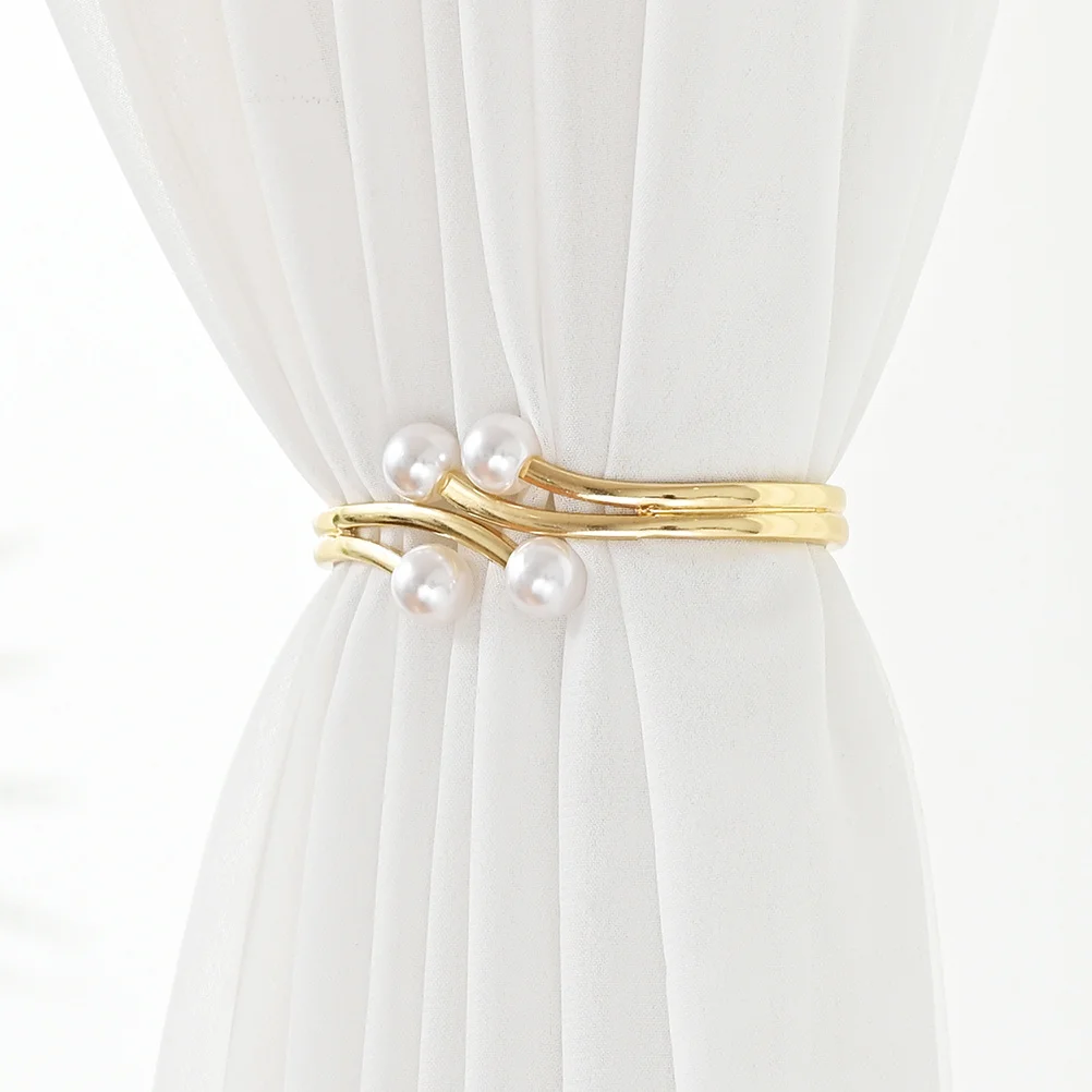 

2Pcs Pearl Curtain Tiebacks Metal Alloy Decorative Clips Curtain Holdbacks Home Window Accessories Home Decor Window Holdbacks