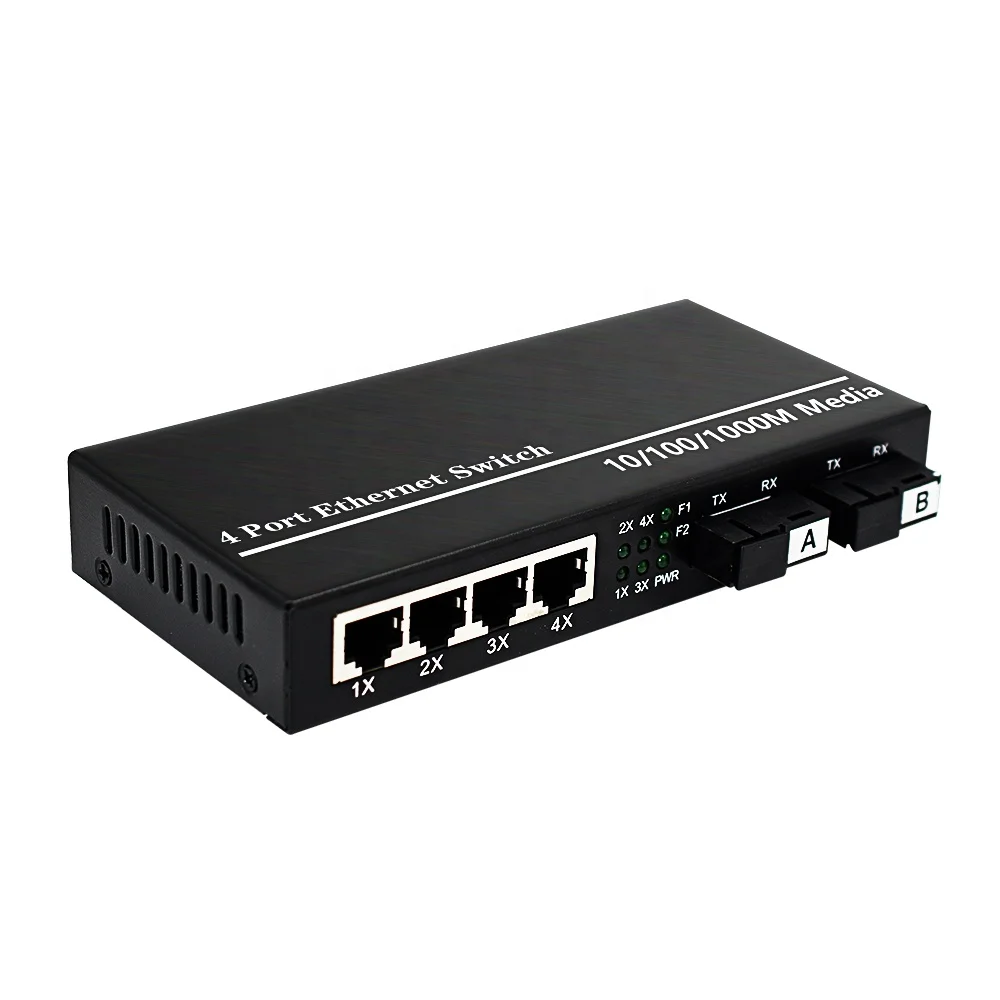 Gigabit Ethernet Switch, Fiber Optical Switch, 2G4E, 2 SC Fiber Port, 4 RJ45, 10/100/1000M