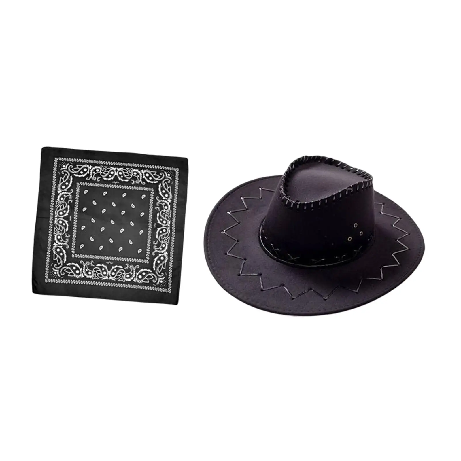 

Cowgirl Cap with Bandana Fancy Dress up Cowboy Hat for Western Party Outdoor