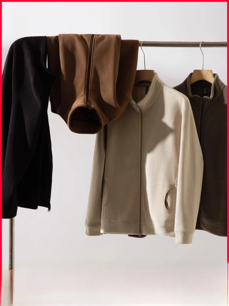 

Double-Sided Fce Warm Outerwear Stand Collar Men's Jaet Autumn Winter Thiened Polyester Fiber Youth Casual Sle Zipper
