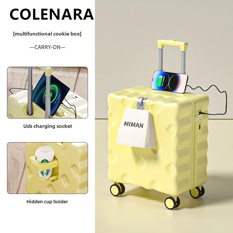 

COLENARA Carry-on Travel Luggage 18"20 Inch ABS+PC Boarding Case Small Password Box Women's Luggage Men's Cabin Suitcase