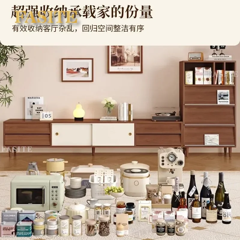 Solid Wood TV Stand Cabinet Antique Media Console Floor Storage Unit for Living Room Bedroom Modern Home