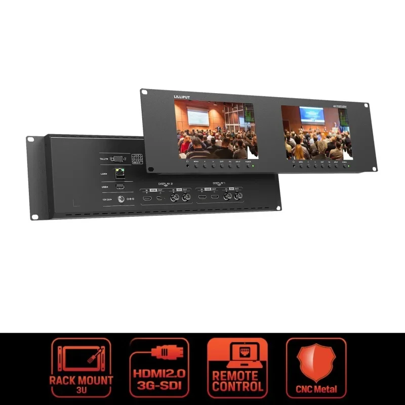 

LILLIPUT RM-7029S 3RU rack mount dual 4K monitor LAN control HDMI2.0&3G-SDI