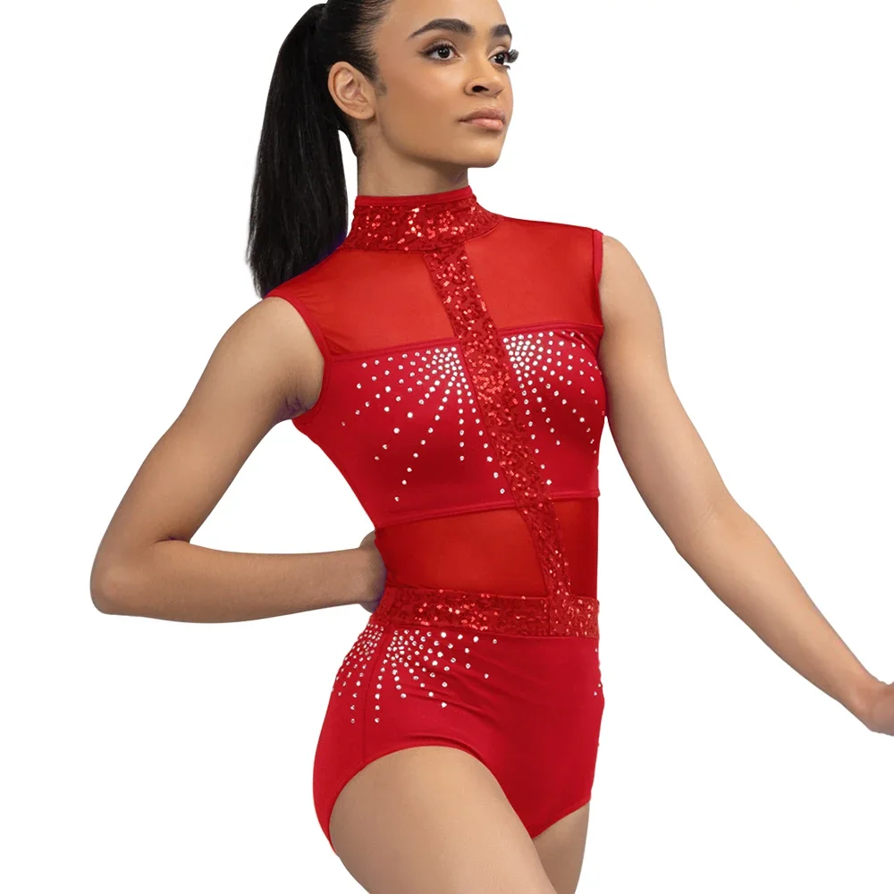 MiDee Jazz Dance Wear for Girl Women Crystral with Sequin Sparkling Collision Shiny Competiton Stage Performance Dance Costume