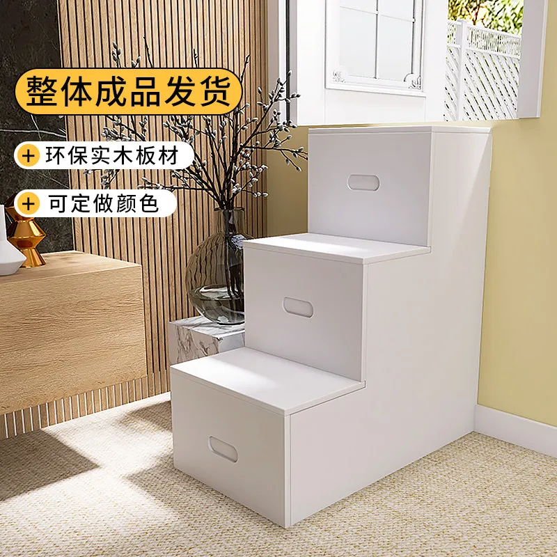 Solid wood staircase cabinet, household drawer cabinet, children's room ladder, staircase storage cabinet, upper