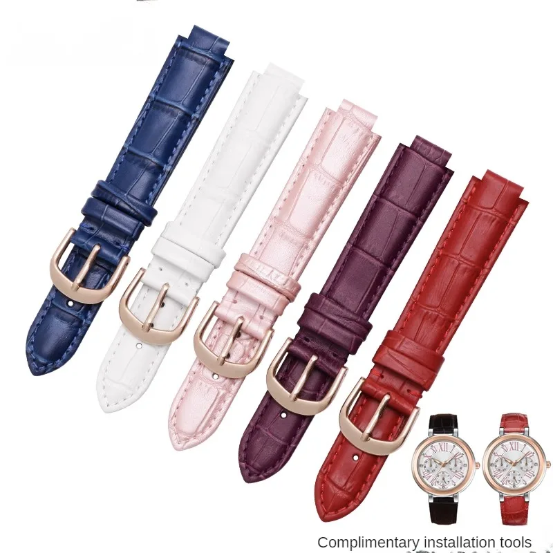 Leather Watch Strap Suitable For SHE3034D Series Women's Convex Interface Cowhide Watch Strap 12/14/15/16/18/20/21/22mm