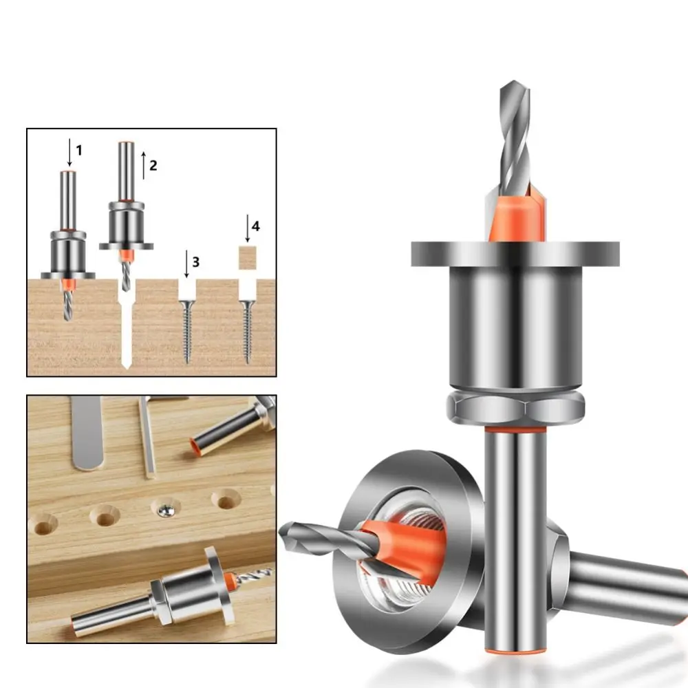 8mm Shank Countersunk Drill Bit Woodworking Router Bit Core Limiter Alloy Drill Bits Hole Opener