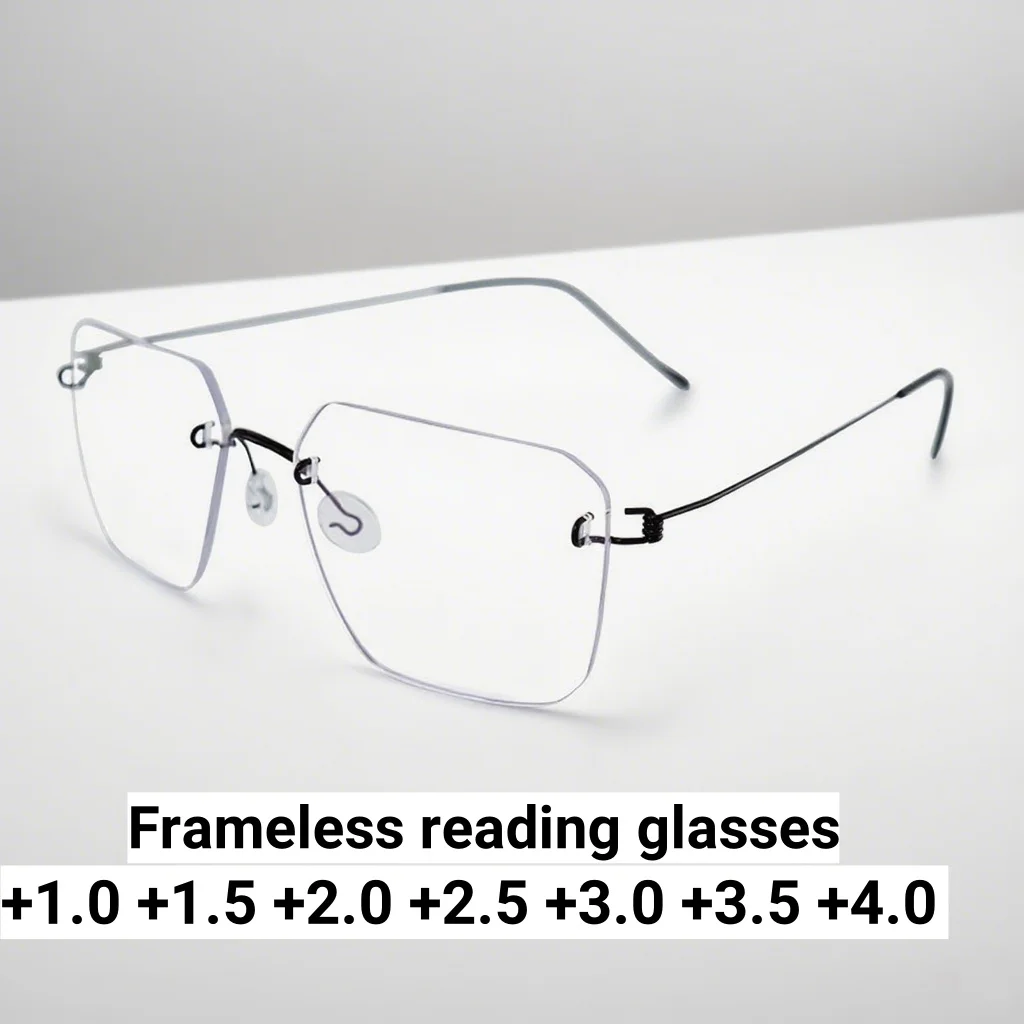 

New Retro Frameless Bifocal Men's Reading Glasses Ultra Light Neutral Frameless High-definition Anti Blue Light Glasses