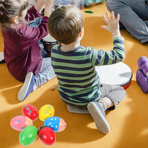 Imagen 2 del producto 6 uds huevos de arena juguete con sonido instrumentos de percusión agitador Musical de buena textura para niños agitadores de madera