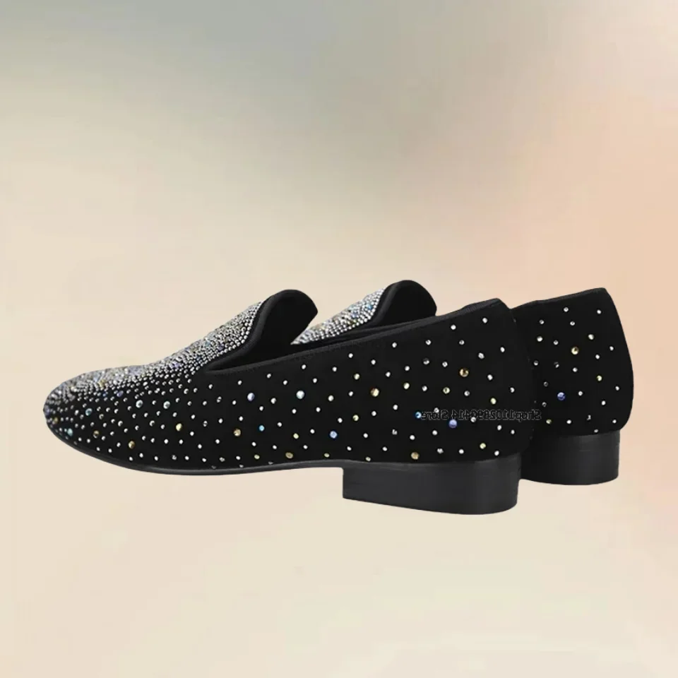 ديكور كريستال ملون أسود قطيع المتسكعون المألوف الانزلاق على الرجال حذاء كاجوال رواية الراحة اليدوية منخفضة أعلى الرجال حذاء كاجوال #3