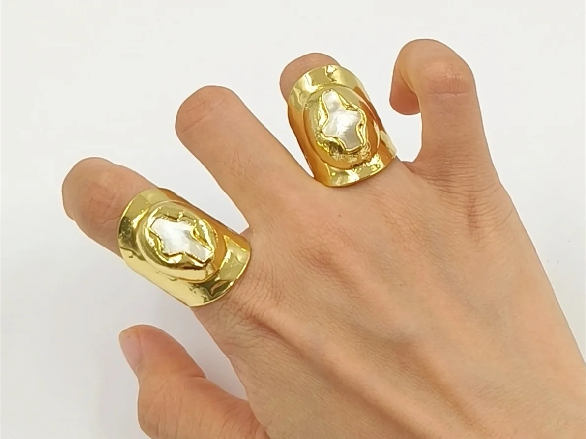 WT-MPR121 New Arrival Mother of Pearl Shell Retro Beautiful Ring With 18k Real Gold Plated For Women Daily Decoration