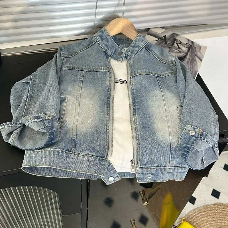 

Childrens Boys Denim Jacket 2025 Spring Lapel Loose Kids Boys Jacket Toddler Boys Outerwears Coat 4-14T