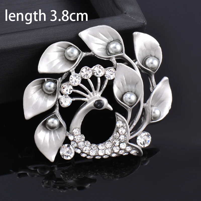 SINLEERY Vintage Boho Silver Color Metal Hollow Brooches Pins With Big Pearl Women Wedding Bridal Jewelry