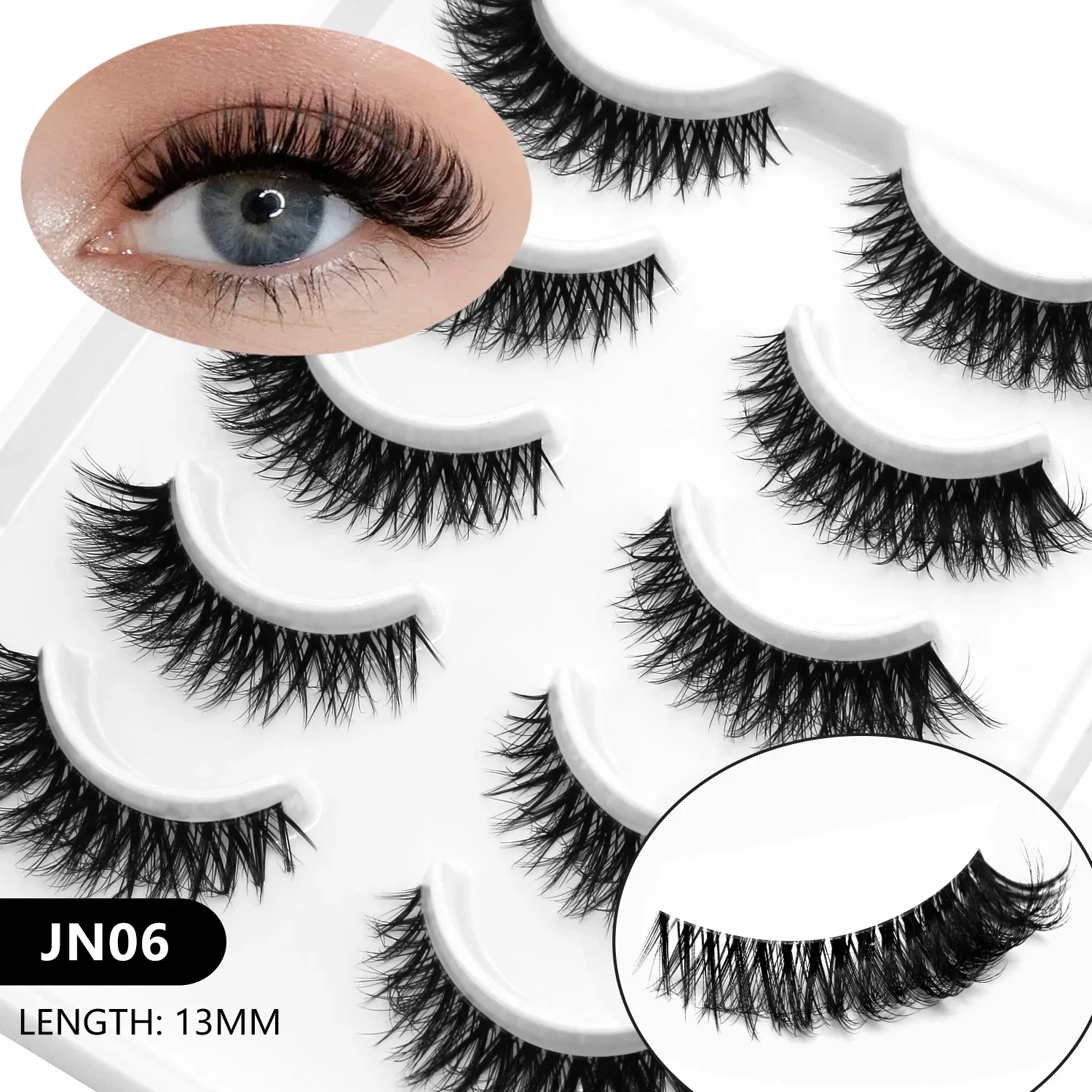 Veltrinay Katzenaugen-Wimpern, weiche, natürliche künstliche Nerz-Wimpern, künstliche Wimpern, natürlicher Look, Wispy Winged End Eye, längliches Make-up