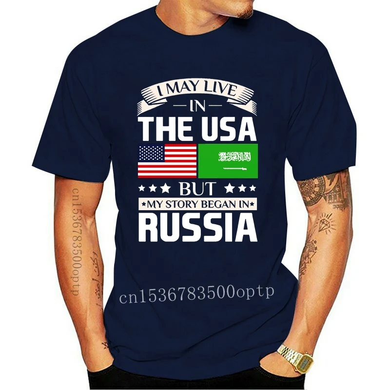 New May Live in USA Story Began in Saudi Arabia Flag T-Shirt