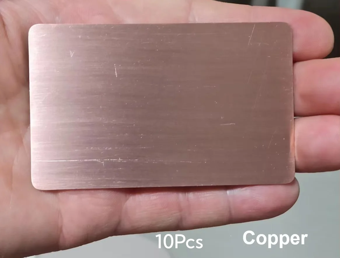 10 stuks dikke metalen visitekaartjes van 0,8 mm dik aluminium, roestvrij staal, messing en koper, geschikt voor lasergravure.