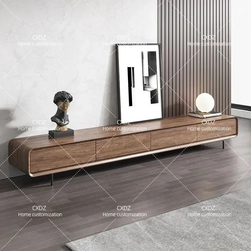Nordic TV Cabinet and Coffee Table Set Modern Minimalist Living Room Furniture Walnut Color Combo for Apartment Home Decor