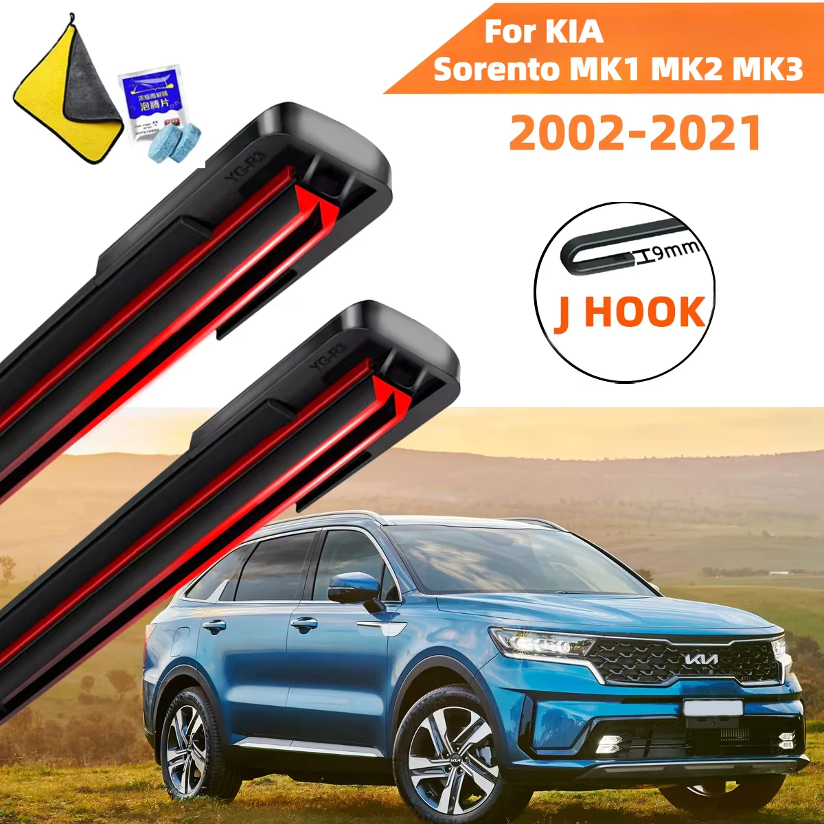 

Double Rubber Car Wipers for KIA Sorento MK1 MK2 MK3 Front Blade Brushes Cutter Accessorie Wiper Windscreen Wiper Wear Parts