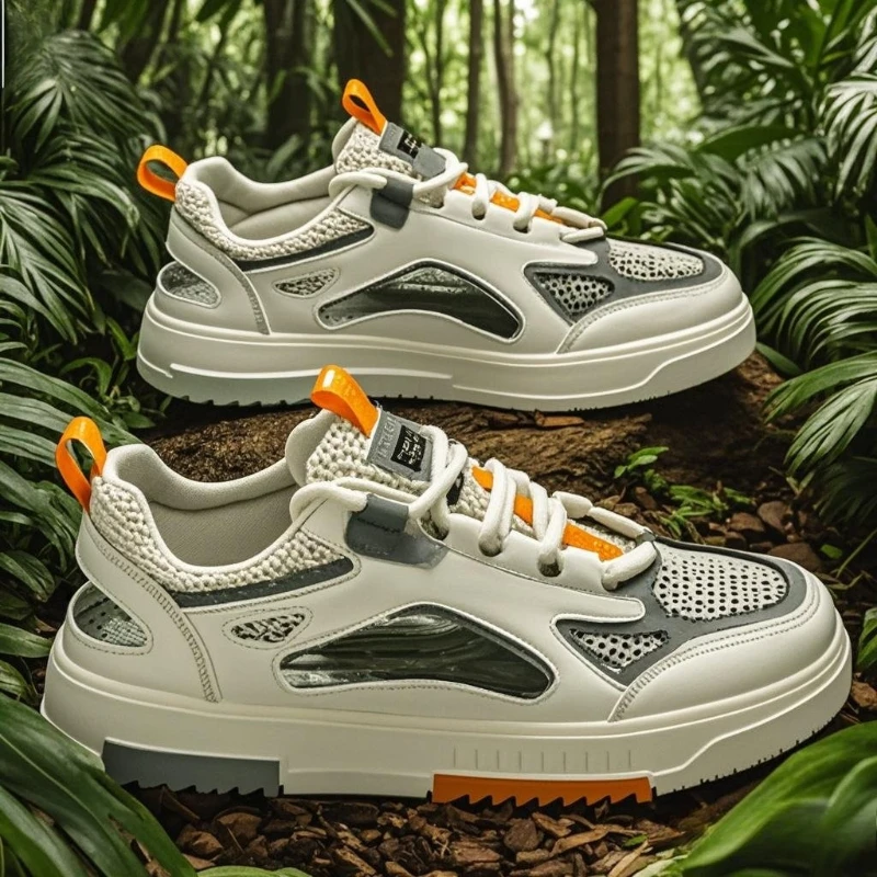 

Breathable Men's Vulcanized Shoes Lace-ups Outdoor Running Shoes Summer New Comfortable Mens Sandals Mesh Casual Sneakers