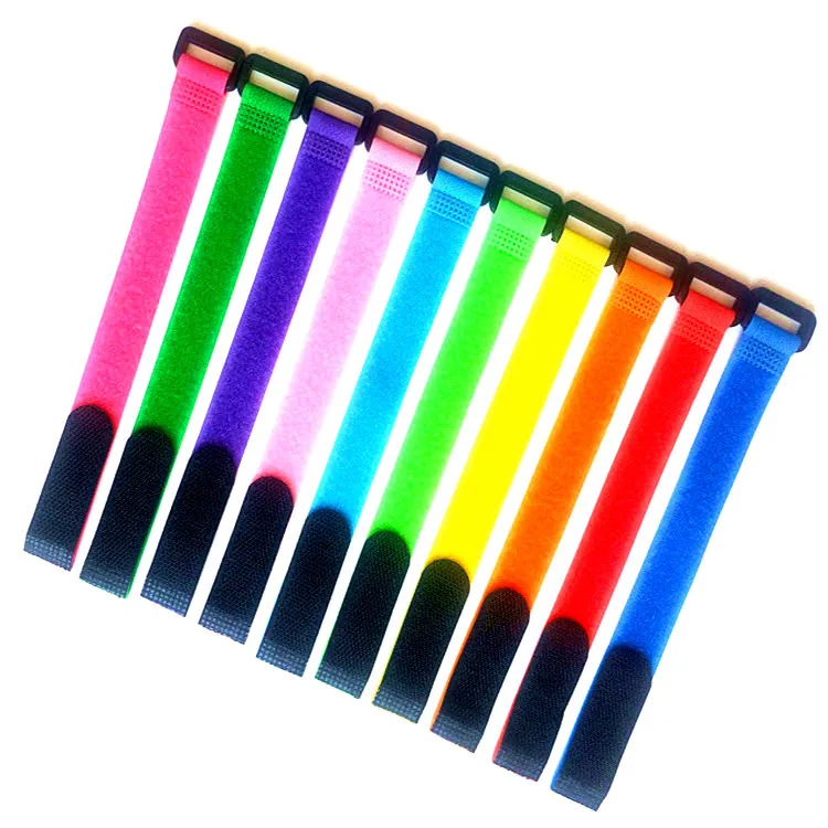 10Pcs 2cm Width Nylon Reverse Buckle Hook and Loop Magic Tape Hook Loop Fastener Cable Ties Strap Sticky Line Finishing Organize